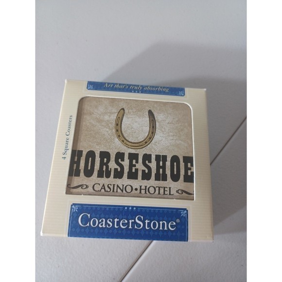 Horseshoe Casino Caster Stone Coaster Set New In Box Set Of 4 - Picture 16 of 16